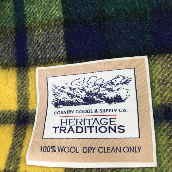 Heritage Traditions Womens Wool Scarf Green Yellow One Size Casual Comfort #0453 - Picture 6 of 6